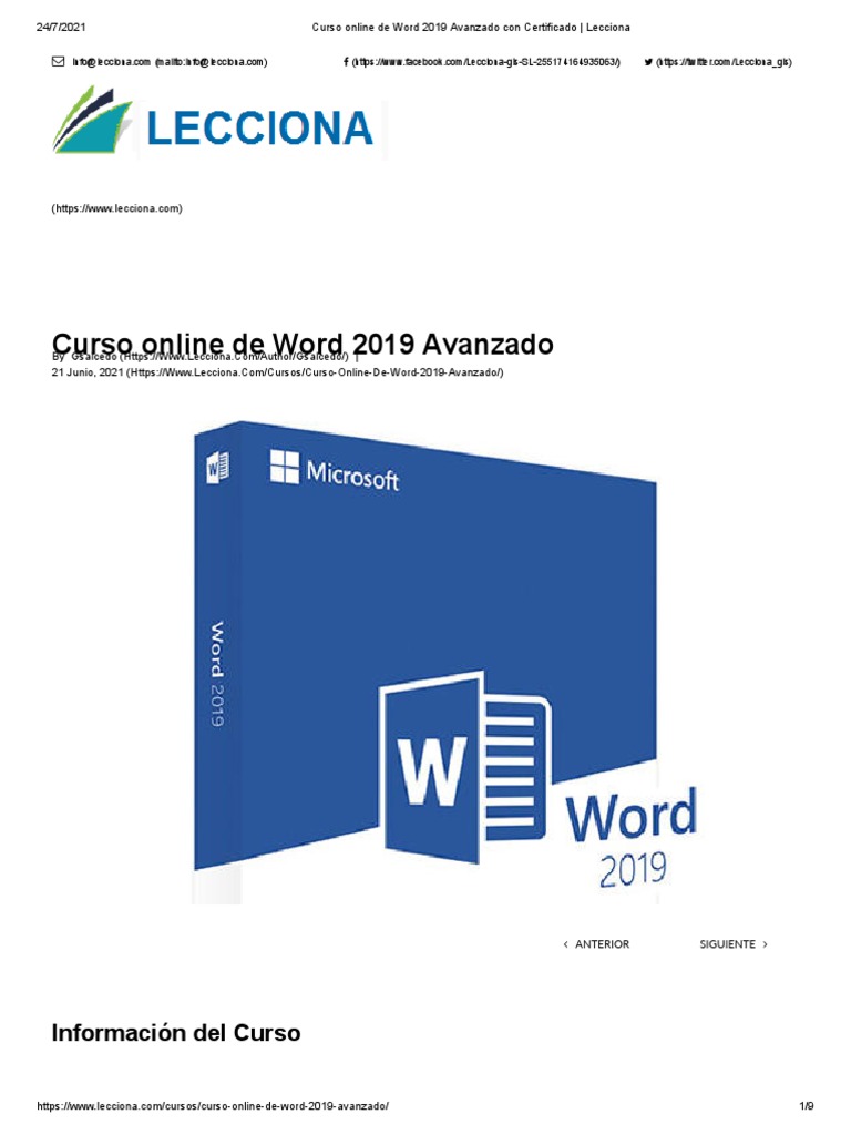 Curso Online de Word 2019 Avanzado | PDF | Microsoft Word | Microsoft ...