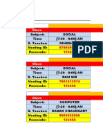 Class Six (6) : Online Class Time Table