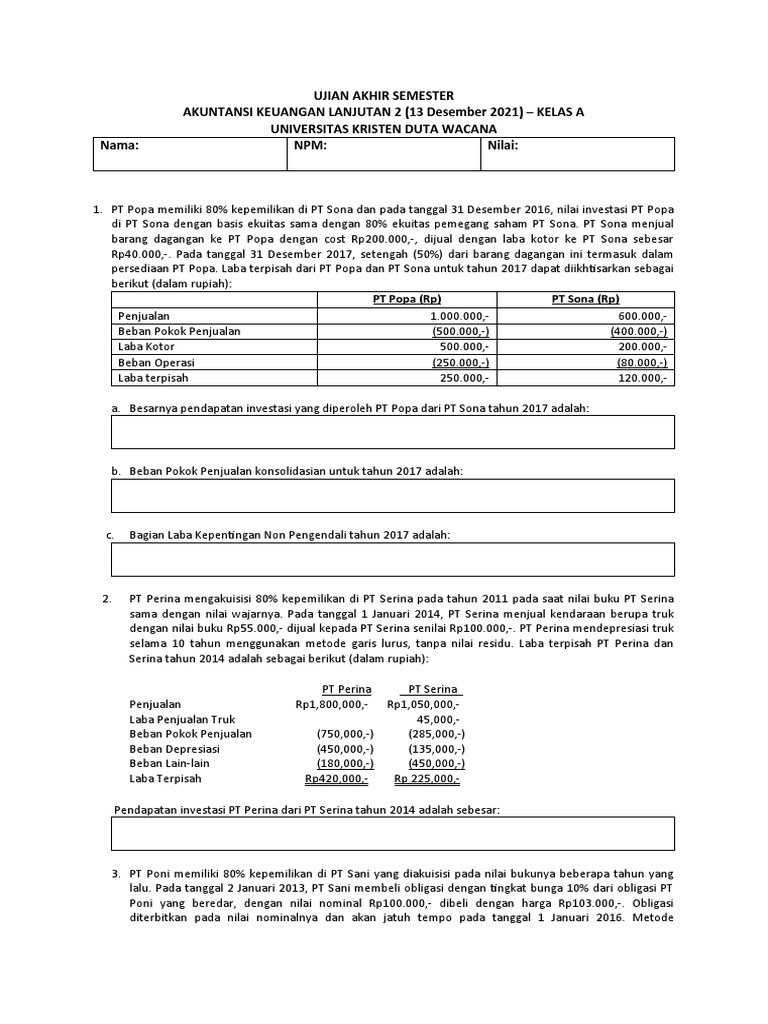 Uas Akl 2 Ukdw 13122021 Pdf