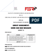 Group Assignment: Good and Bad Manager: SR 111 Diploma in Sport and Recreation Management
