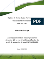 DHET - Mémoire Stage Certification QSE Roullier - Auteur Lucas Ternynck