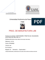 Cuestionario - Práctica #2. Soldadura Eléctrica de Arco de C