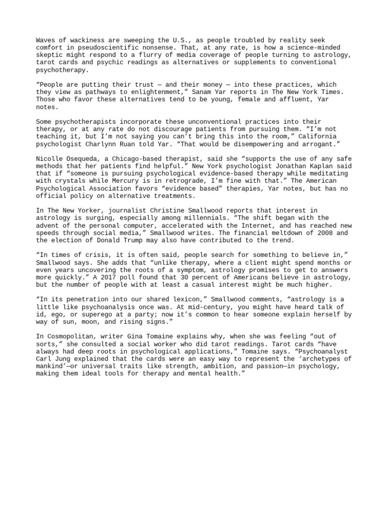 Tarot Cards PDF Psychotherapy Psychoanalysis