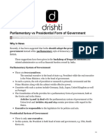 Parliamentary Vs Presidential Form of Government