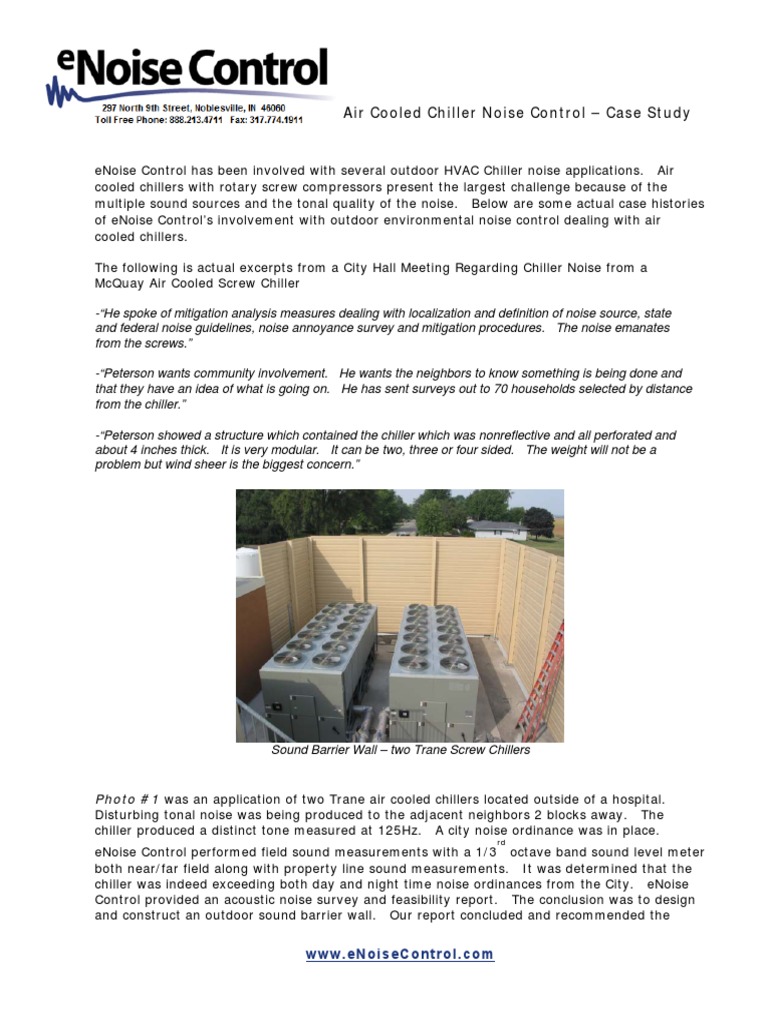 Air Cooled Chiller Noise Control Case Study Download Free PDF Noise Sound