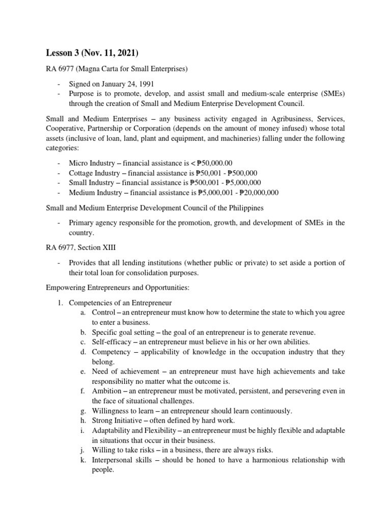 Lesson 3 Entrep | PDF