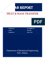 Heat & Mass Transfer: Lab Report