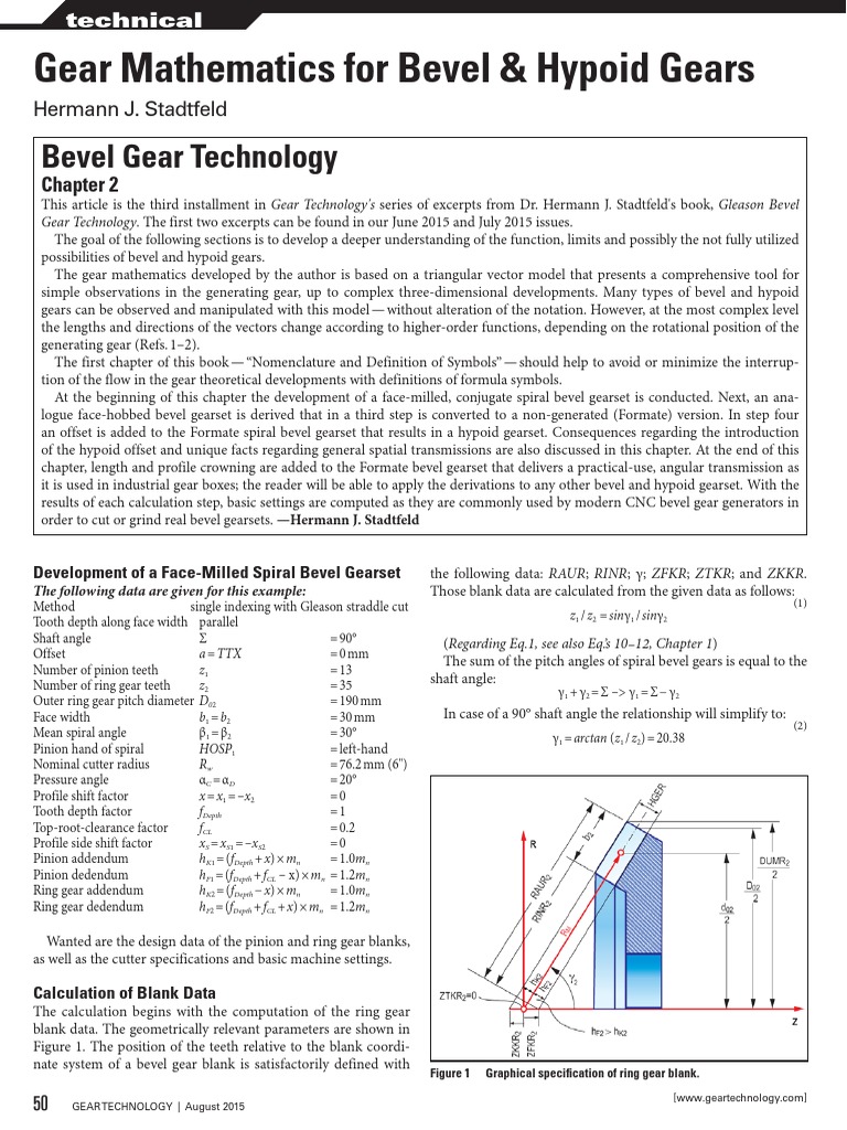 Gear Mathematics For Bevel & Hypoid Gears | PDF | Gear | Kinematics