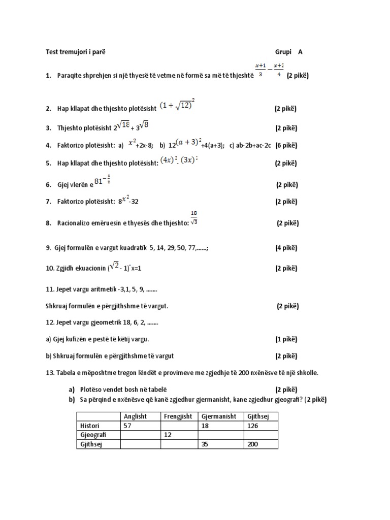 matematika 10 teste tremujori 2