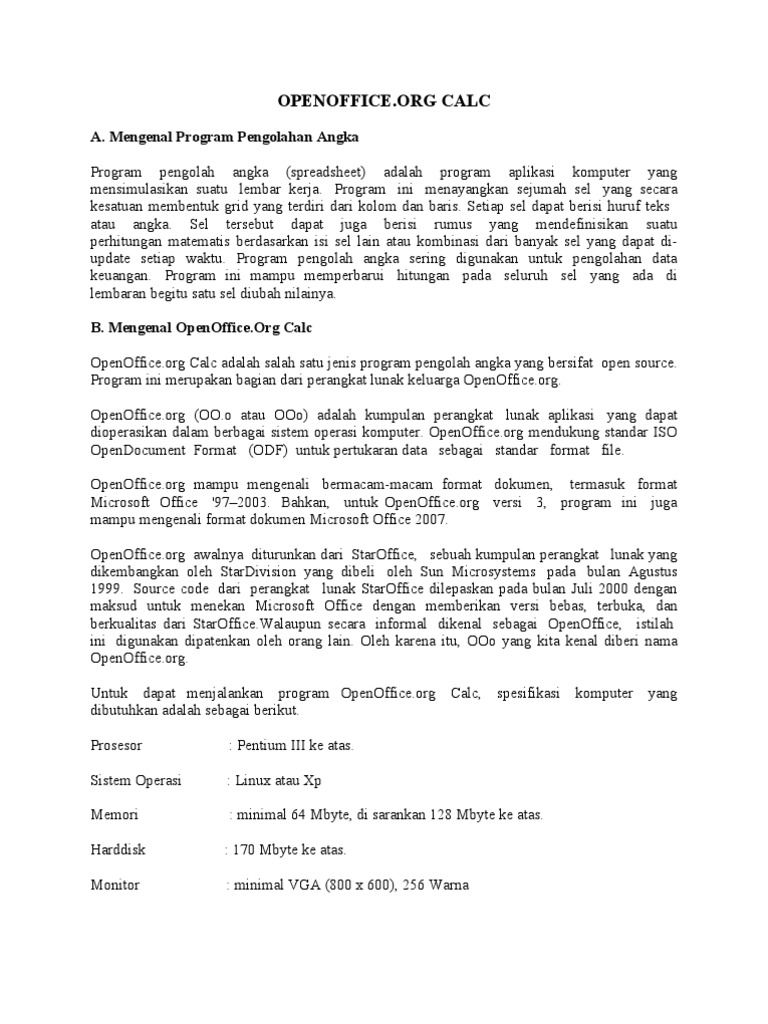 Pengantar OpenOffice.org Calc | PDF