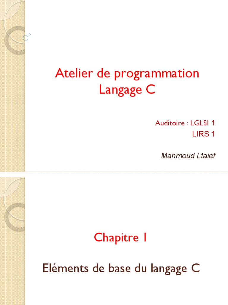 Atelier de Programmation | PDF | C (Langage de programmation ...