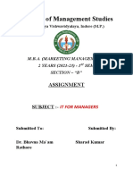 Institute of Management Studies: Assignment