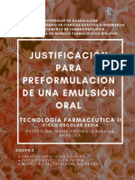 Equipo 2. JUSTIFICACIÓN DE LA PREFORMULACIÓN DE UNA EMULSIÓN ORAL