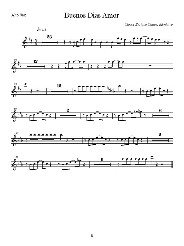 Buenos Dias Amor Score Alto Sax Pdf