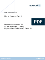 Mark Scheme Mock Paper - Set 1: Pearson Edexcel GCSE in Mathematics (1MA1) Higher (Non Calculator) Paper 1H