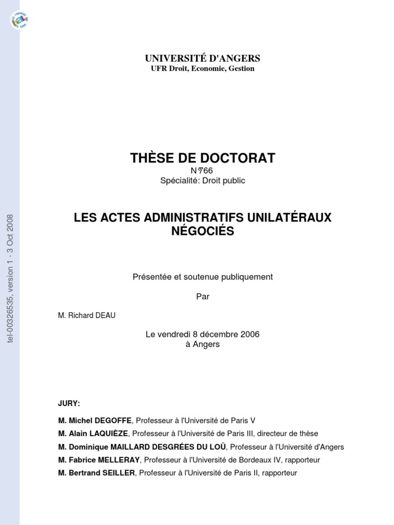 Acte Administrativ Unilateral Negociat Loi Institutions Sociales
