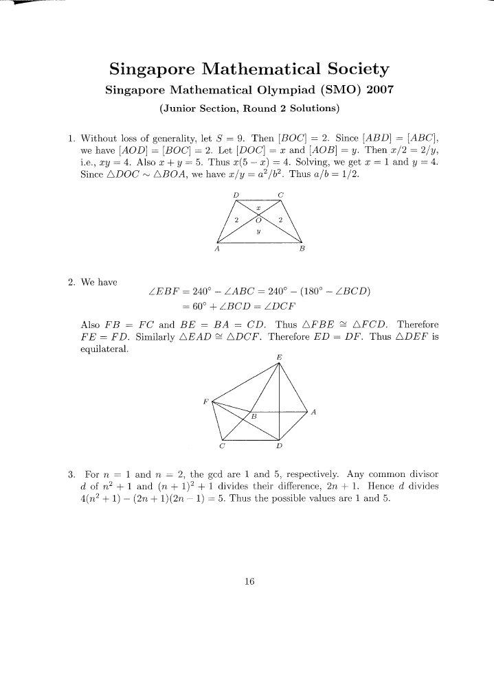SMO 2007 Junior R2 Solution | PDF