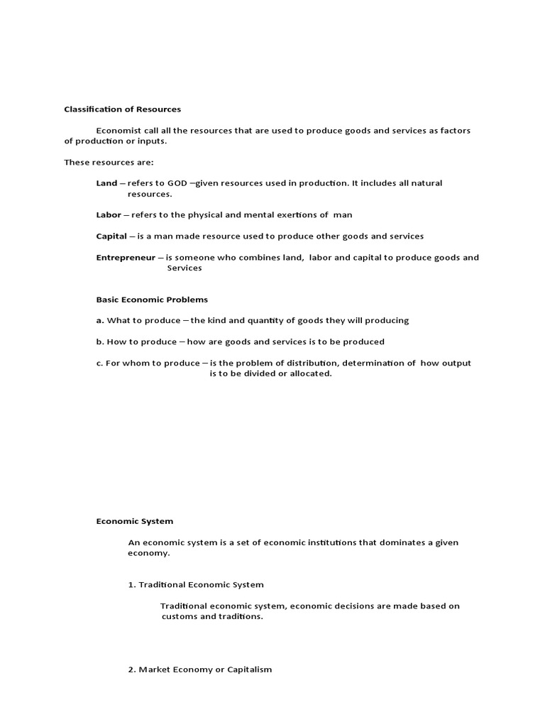 Economic Resource Classification and Systems | PDF | Demand | Economics
