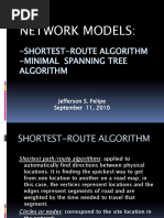 Network Models:: - Shortest-Route Algorithm - Minimal Spanning Tree Algorithm