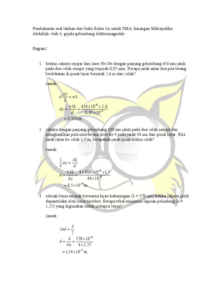 Soal Dan Pembahasan Bab 4 Gejala Gelombang