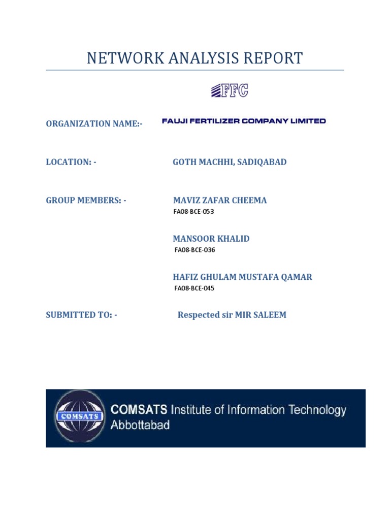 Network Analysis Report FA08BCE053 PDF Business Computer Network