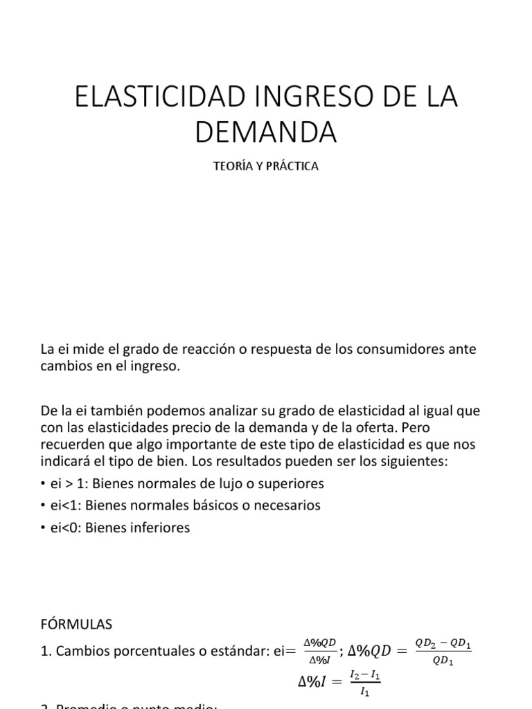 Elasticidad Ingreso de la Demanda | PDF | Elasticidad (economía ...