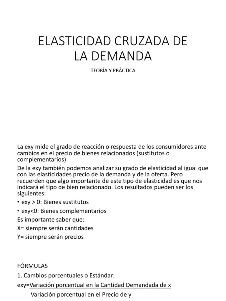 Elasticidad Precio Cruzada de la Demanda | PDF | Elasticidad (economía ...