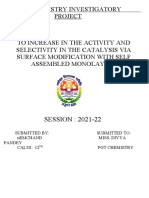 To Increase in The Acticity and Selectivity in The Catalysis Via Surface Modification With Seld Assembled Monolayers