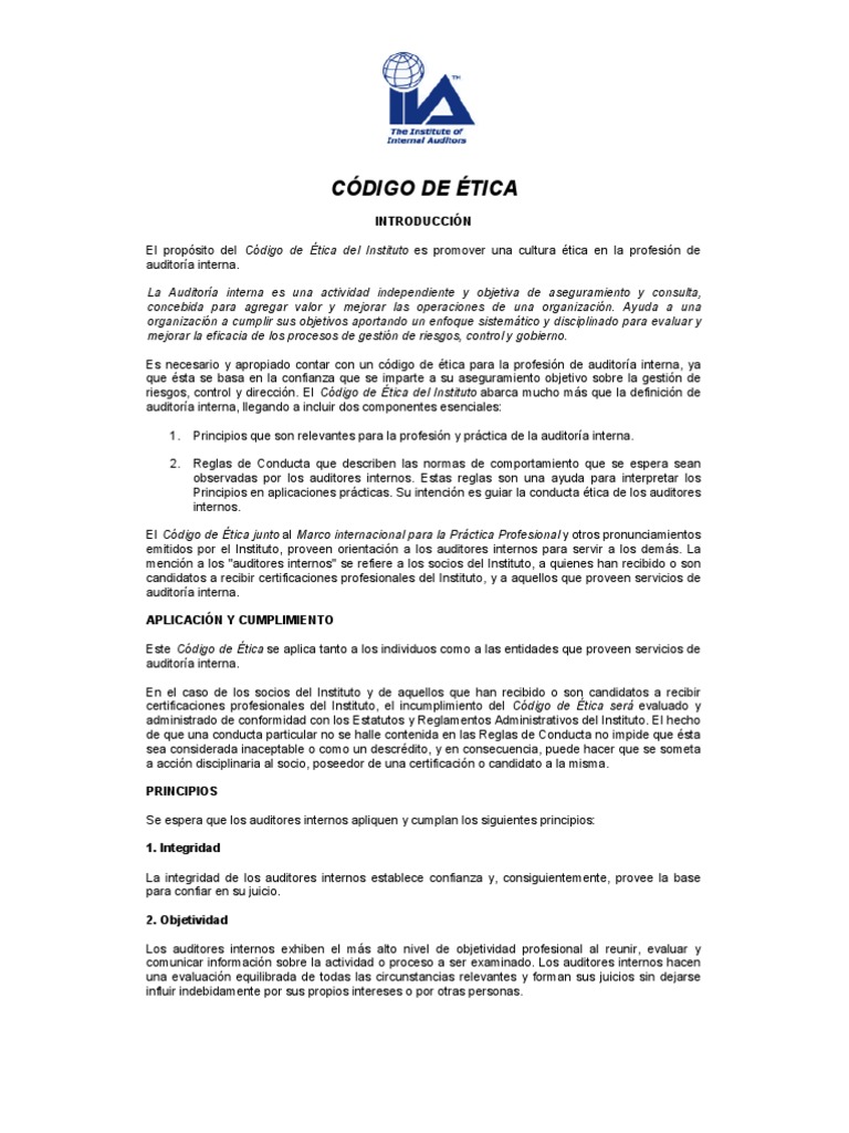 Codigo De Etica Profesional Del Auditor Interno - Descargar Musica Mp3