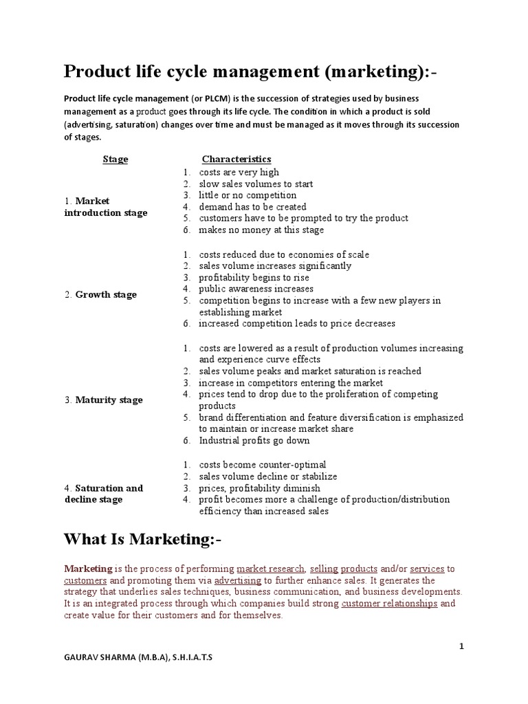 Product Life Cycle Management Overview | PDF | Marketing | Sales