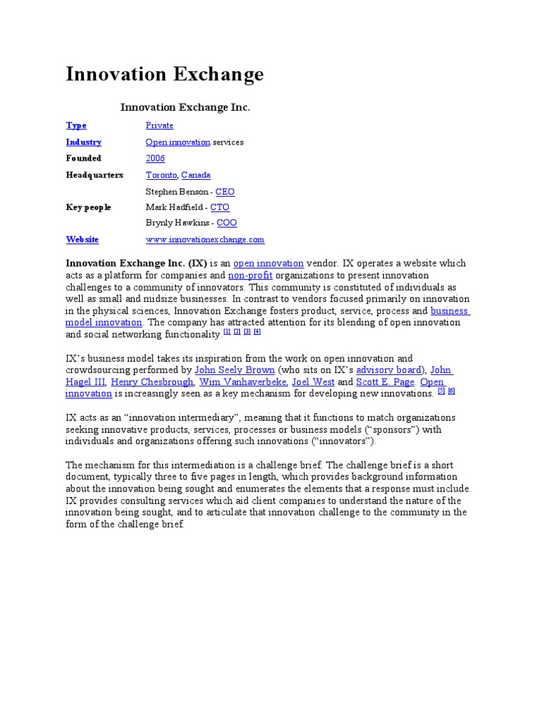 Open Innovation Platform Toronto | PDF