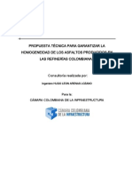 Propuesta Técnica Para Garantizar La Homogeneidad de Los Asfaltos Producidos en Las Refinerías Colombianas (Septiembre 2008)