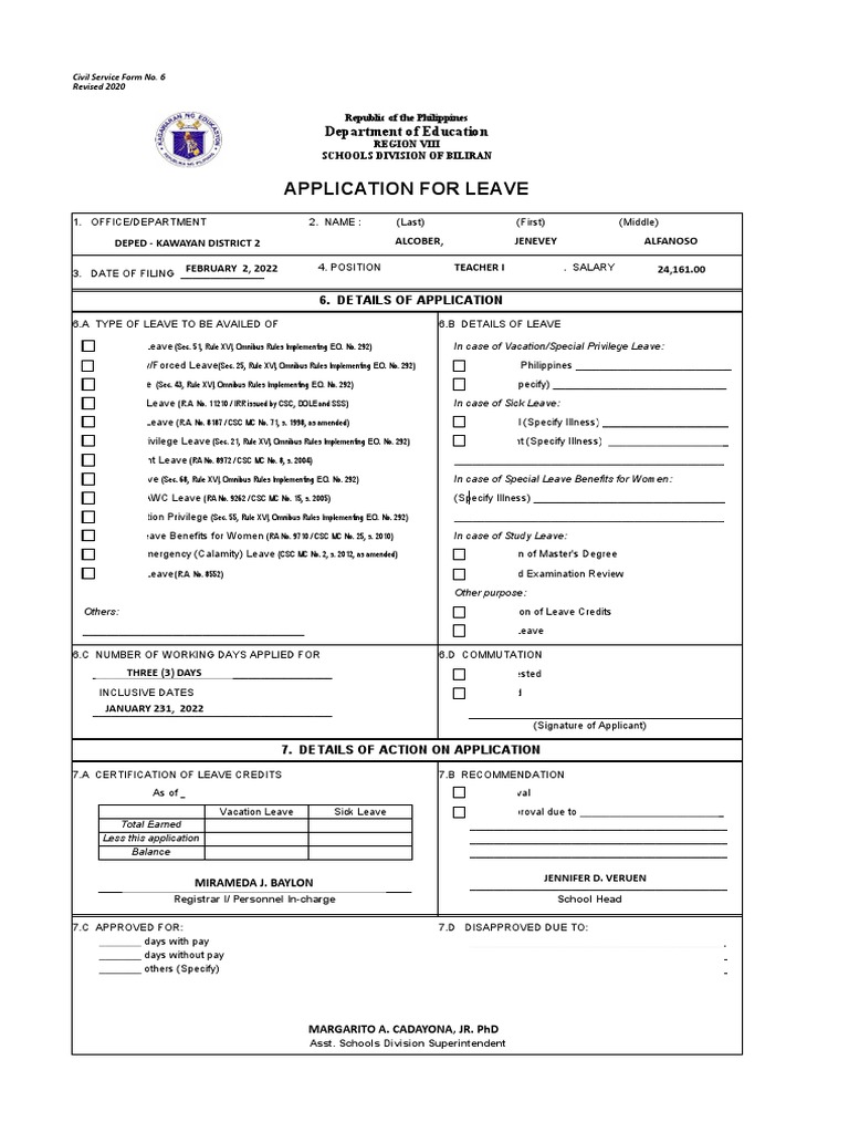 Form 6 New | Download Free PDF | Parental Leave | Surgery