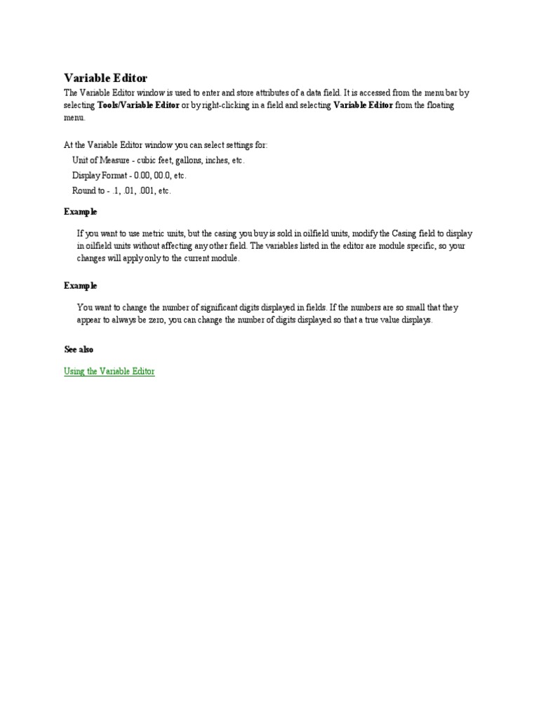 Using The Variable Editor | PDF