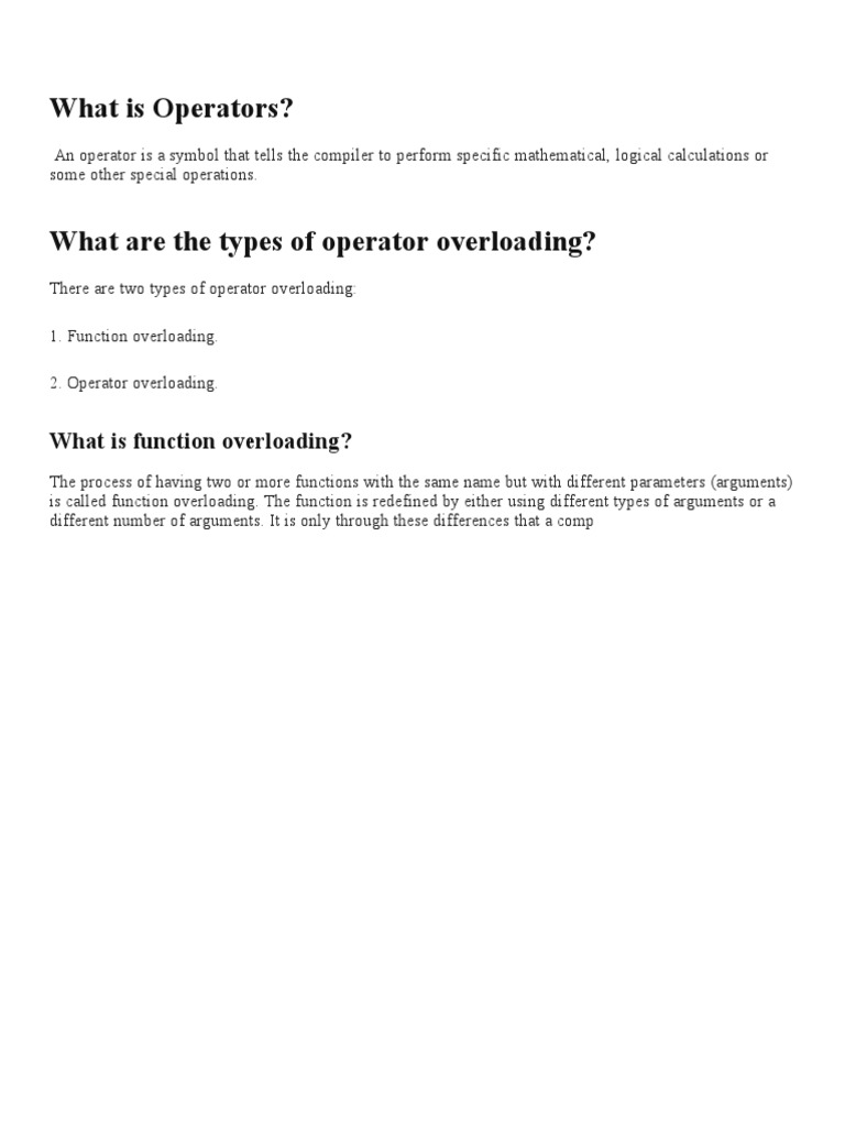 Understanding Operators and Overloading | PDF | Computers