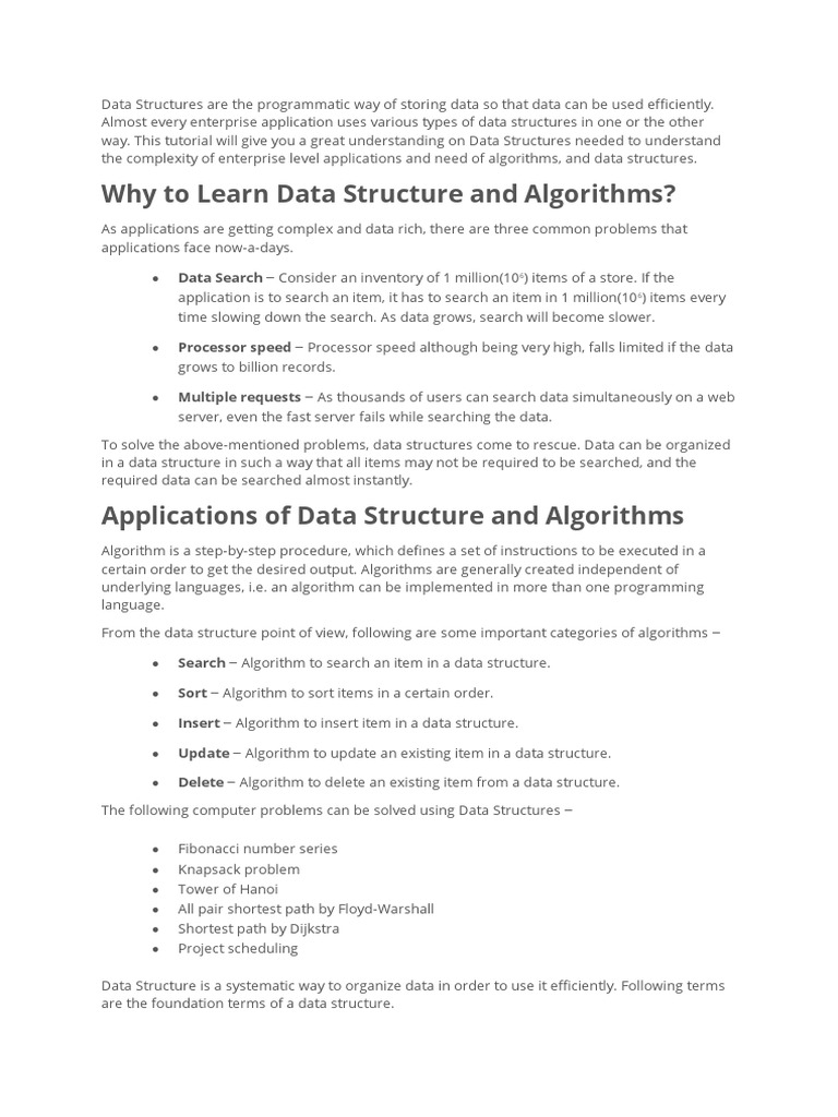 Data Structure M1 | PDF | Algorithms | Data Structure