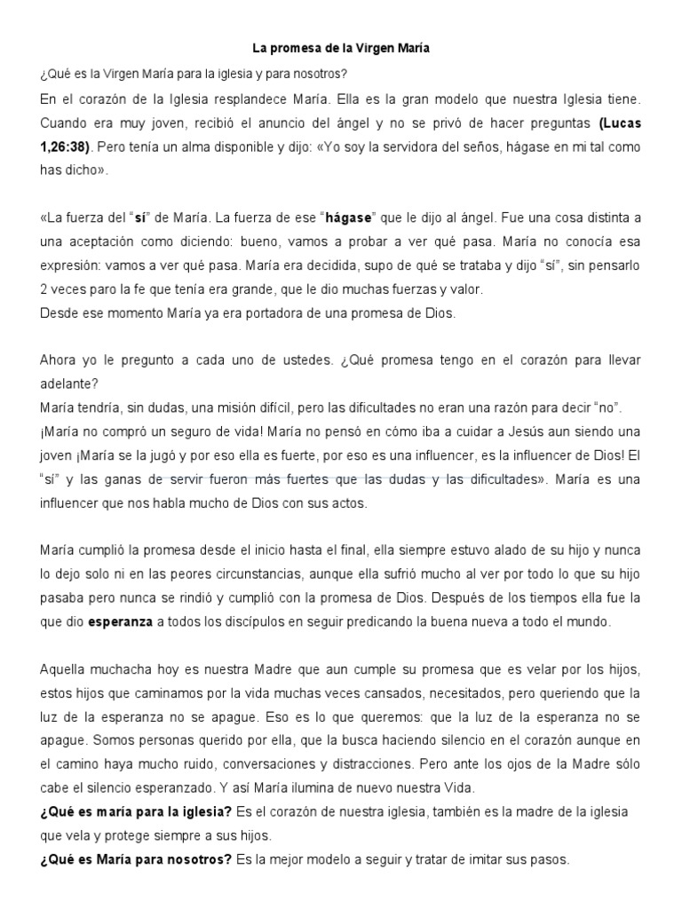 La promesa de María: modelo de fe y esperanza | PDF | María, madre de Jesús