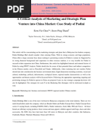 A Critical Analysis of Marketing and Strategic Plan Venture Into China Market: Case Study of Padini