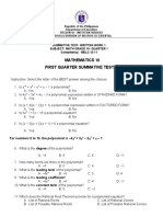Mathematics 10 First Quarter Summative Test #4