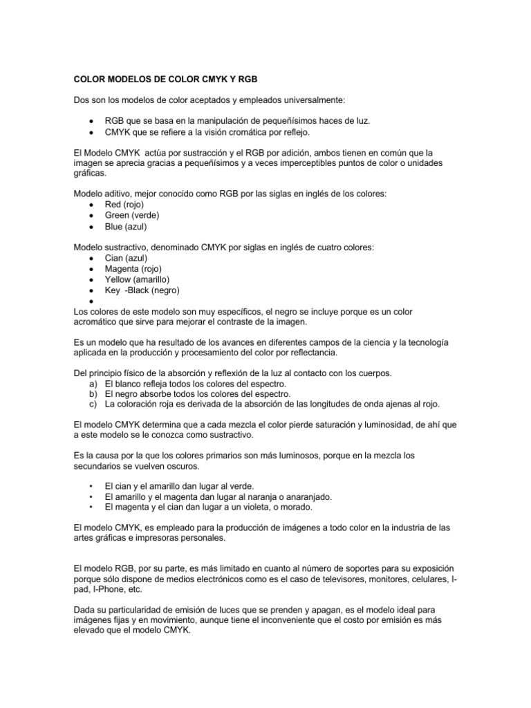 Modelos de Color RGB y CMYK Explicados | PDF | Color | Modelo de color Rgb