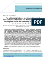The Relationship Between Sportsmanship Level of Secondary School Students and Their Success Regarding The Religious Culture and Knowledge of Ethics Course