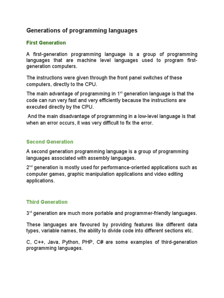 Generations of Programming Languages | PDF