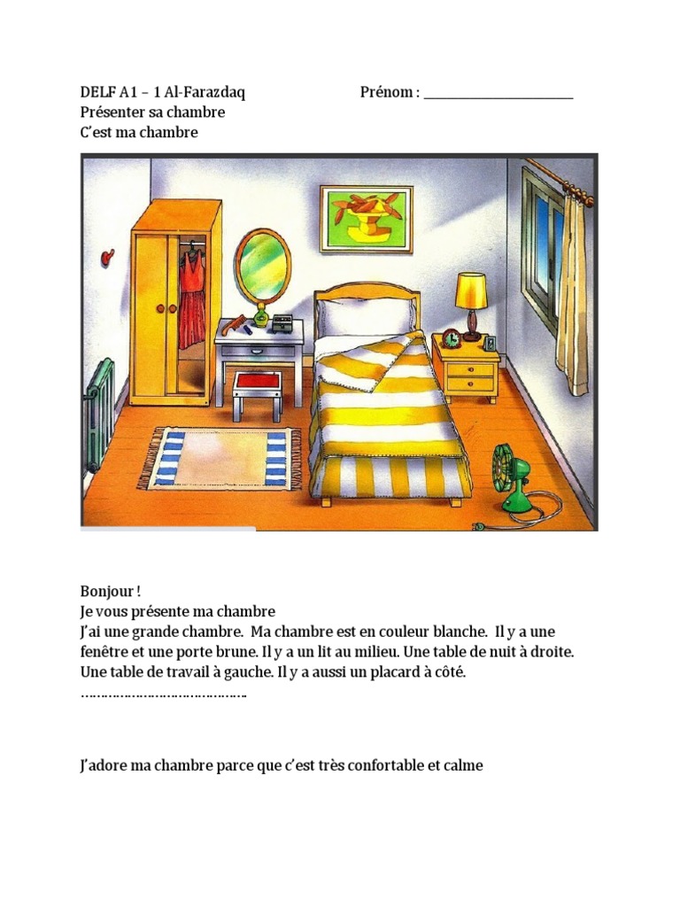 1F Presenter Sa Chambre Et Exercice de Grammaire | PDF