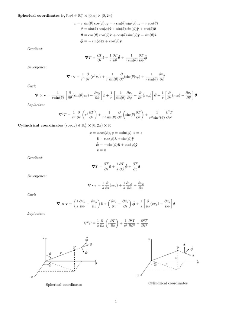 Vector Calc Formula Sheet | PDF | Mathematical Analysis | Equations