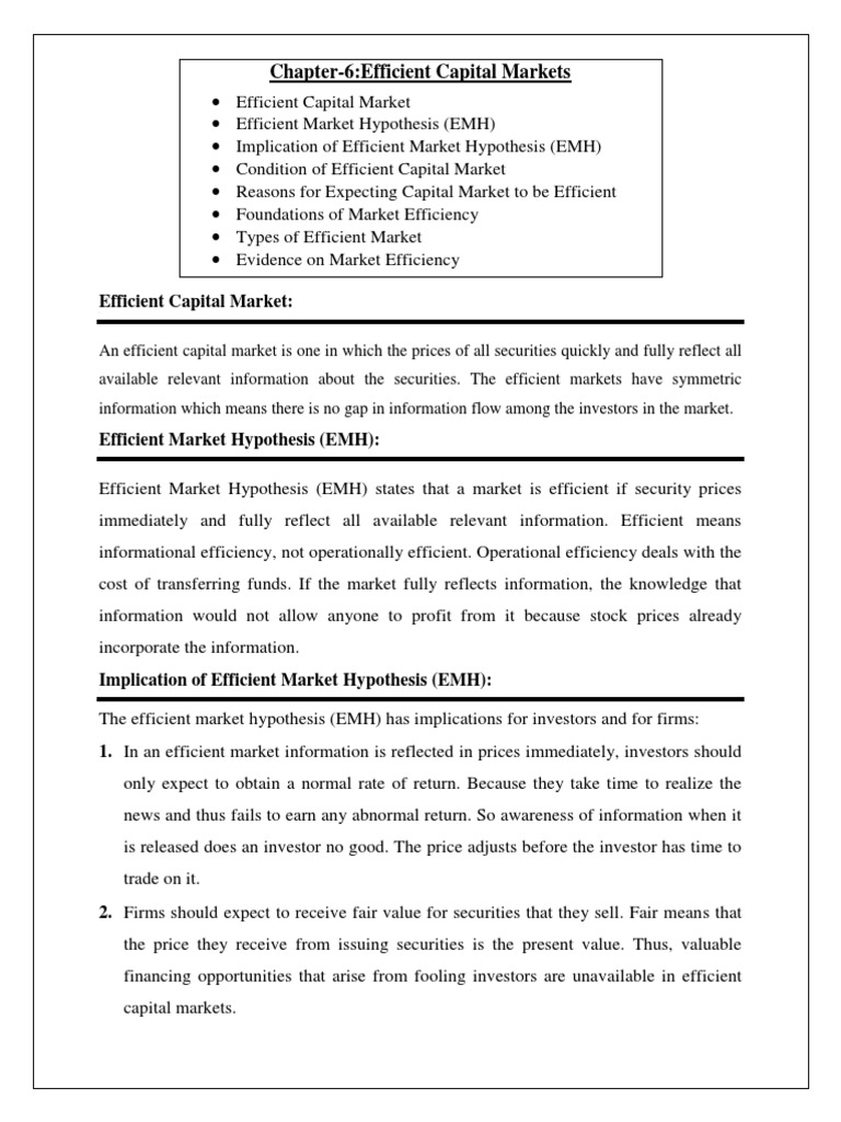 Understanding Efficient Capital Markets | PDF | Efficient Market ...