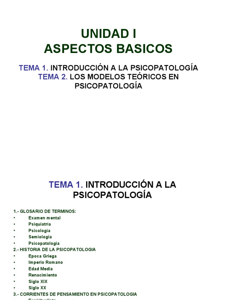Introducción a la Psicopatología | PDF | Psicopatología | Trastorno mental