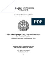 Kakatiya University Ph.D Rules and Regulations