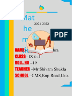 Mat He Ma Tics: Name Class Roll. No Teacher School