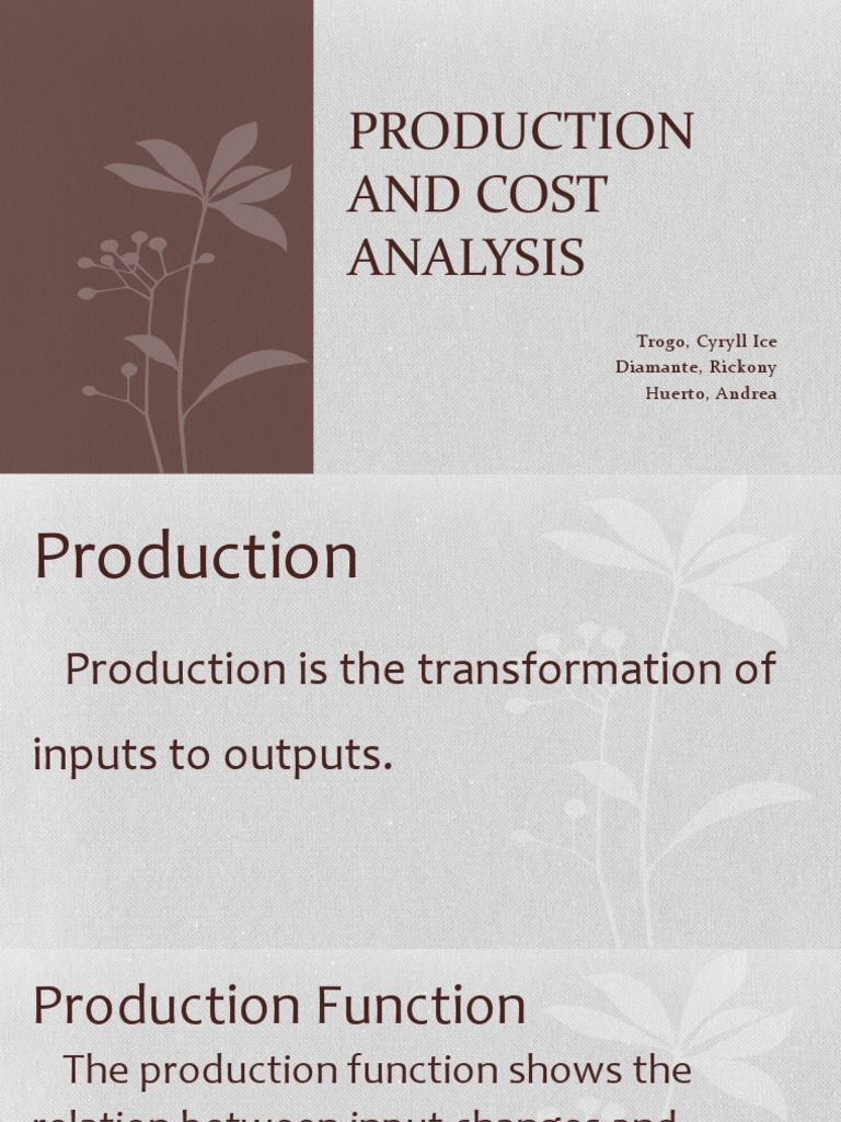 Production and Cost Analysis Overview | PDF | Profit (Economics ...