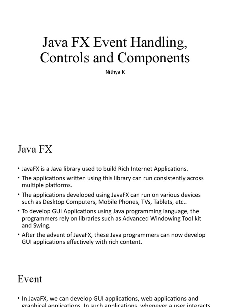 Java FX Event Handling, Controls and Components | PDF | Java ...